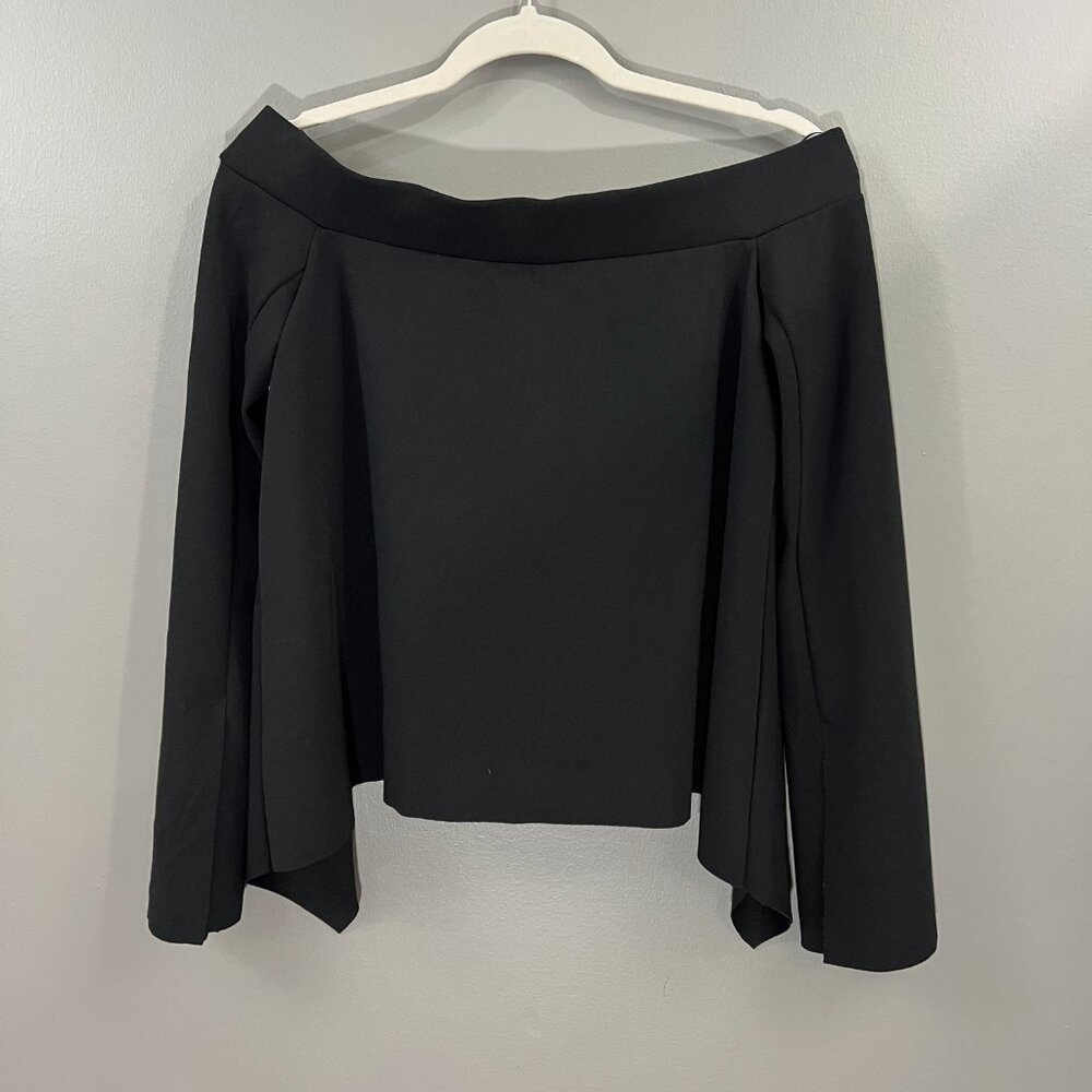 Zara Black off the shoulder split Back top Size Medium - Picture 10 of 10